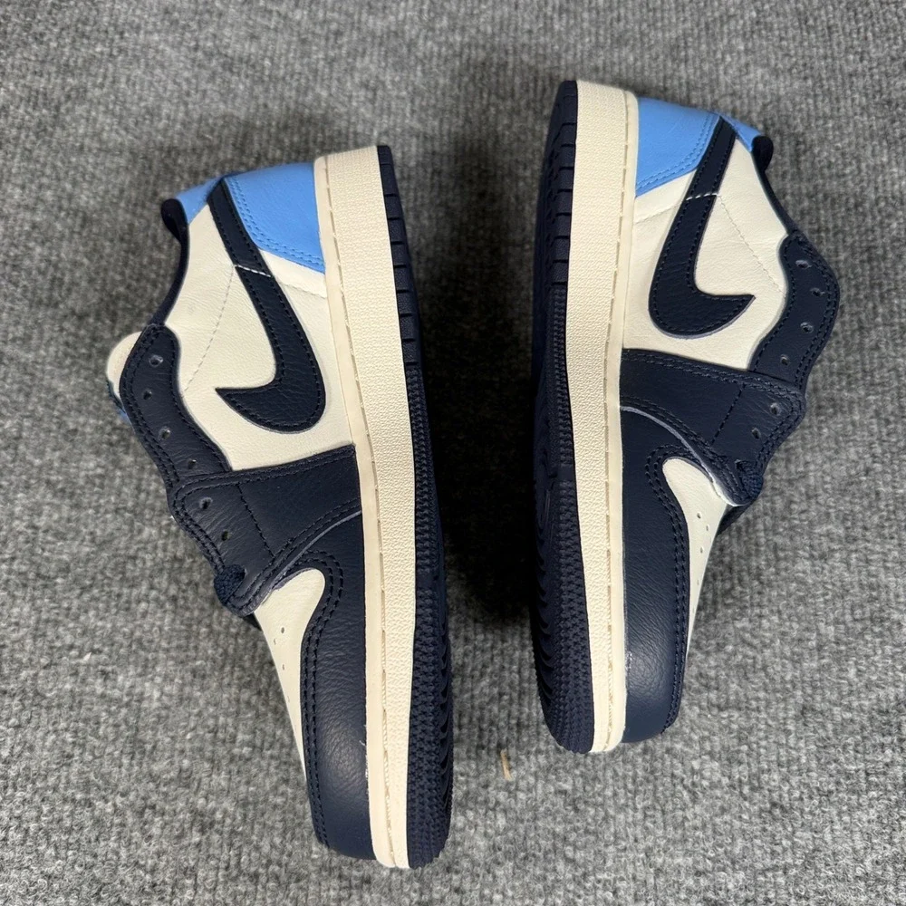 Nike Kids Youth 4 Air Jordan 1 Low OG Obsidian Shoes Sneakers Blue White Black